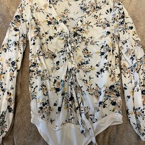 Abercrombie White Floral Bodysuit